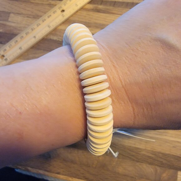Meghan Browne Style Lola Ivory Natural Wood Stackable Bracelet - Picture 4 of 13
